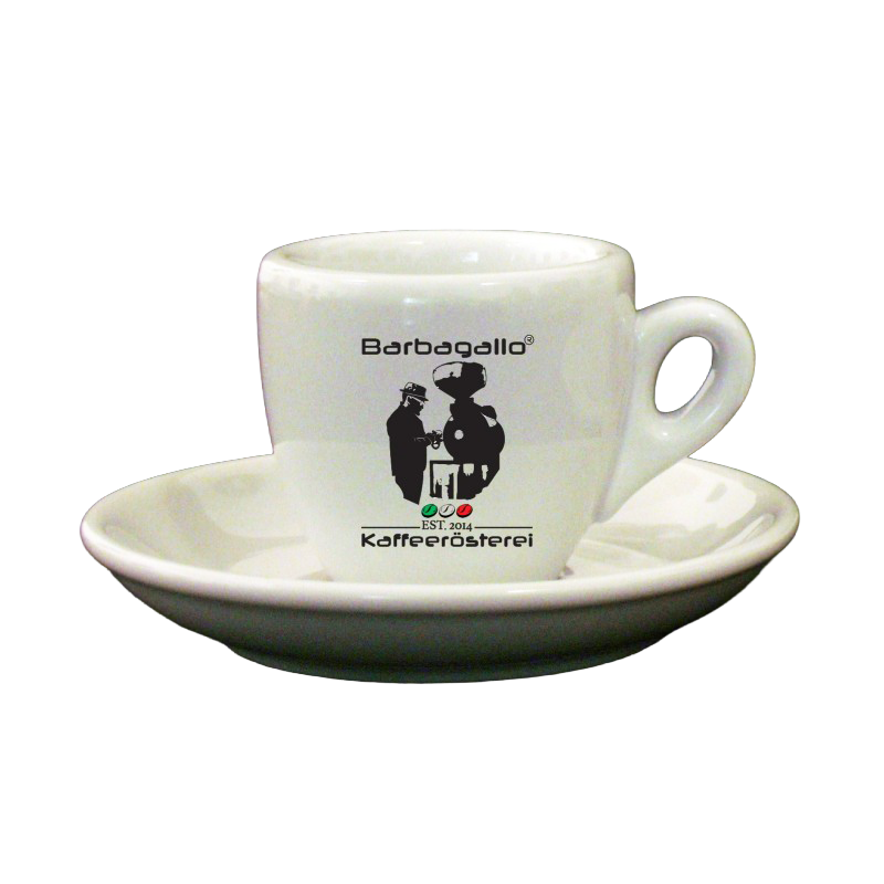 Espressotasse mit Unterteller und Logo
